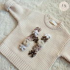 FLORAL LETTER BABY Sweater | Personalised Baby Name/Initial Jumper | Hand Embroidered Knit Jumper | Newborn Toddler Kids Gift| New Baby Gift
