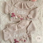 Hand Embroidered Floral Frill Cardigan | Personalised Name Cardigan | Child Toddler Baby | Birthday Gift | First Birthday | Custom Cardigan
