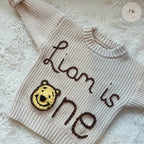 Personalized Winnie the Pooh Sweater | First Birthday Gift | Pooh Bear Jumper | Unisex Newborn Baby Gift | Personalized Girl Boys Birthday