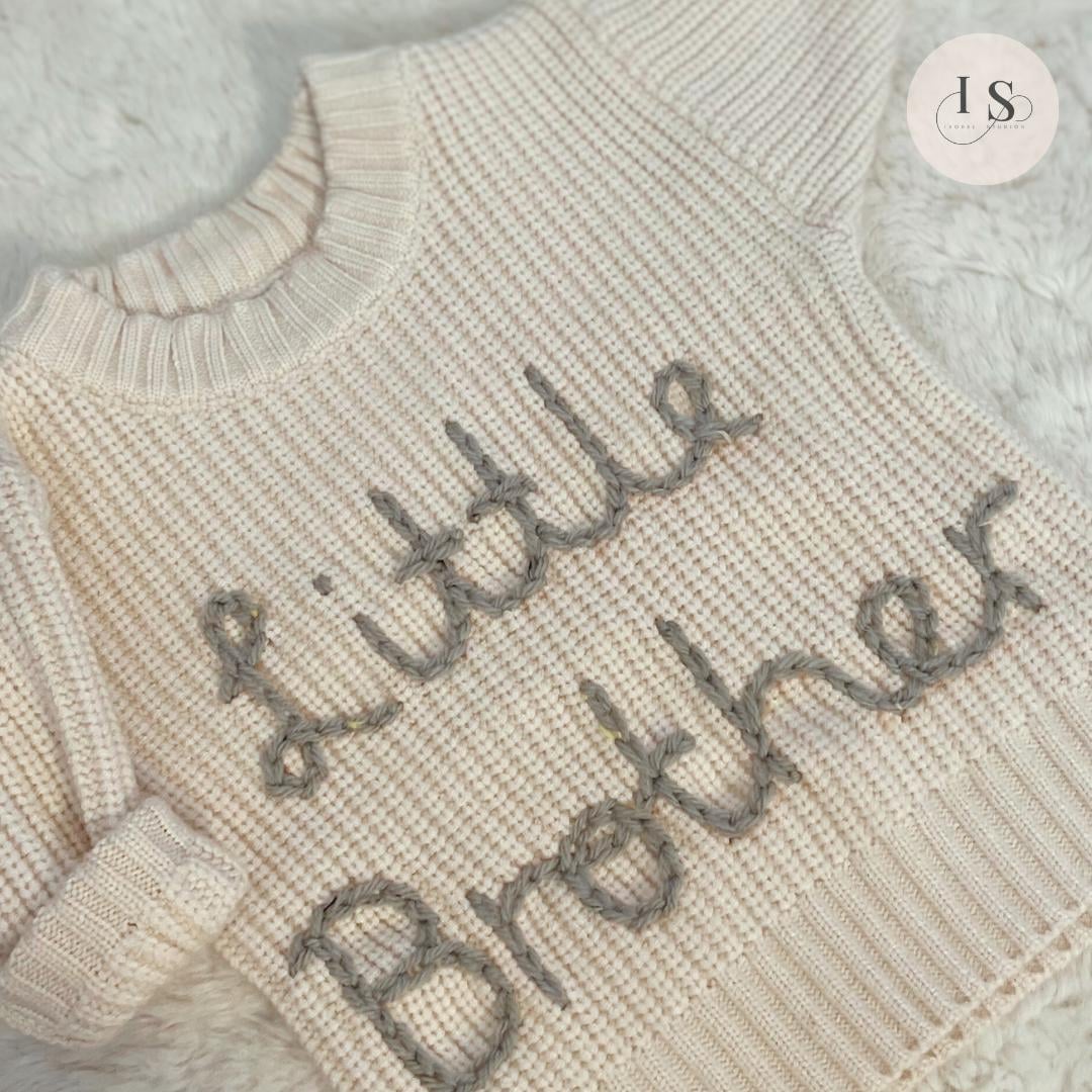 Little Brother | Big Brother | Big Sister | Little Sister | Personalised Baby Jumper | Embroidered Knit Jumper | Pregnancy Announcement