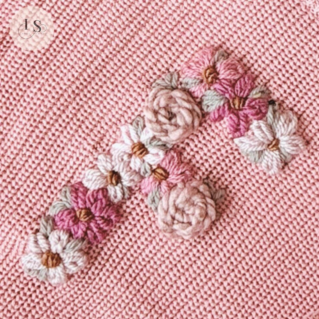 Personalised Embroidered Baby Set | Hand Embroidered Knit Set | Floral Initial Top & Shorts | Two Piece Romper Set Summer Outfit | Toddler