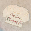Hand Embroidered Flower Frill Cardigan | Personalised Name Cardigan | Child Toddler Baby | Birthday Gift | First Birthday | Custom Cardigan