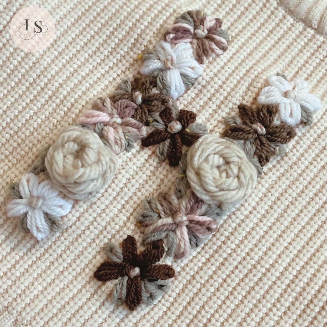 Personalised Embroidered Baby Set | Hand Embroidered Knit Set | Floral Initial Top & Shorts | Two Piece Romper Set Summer Outfit | Toddler