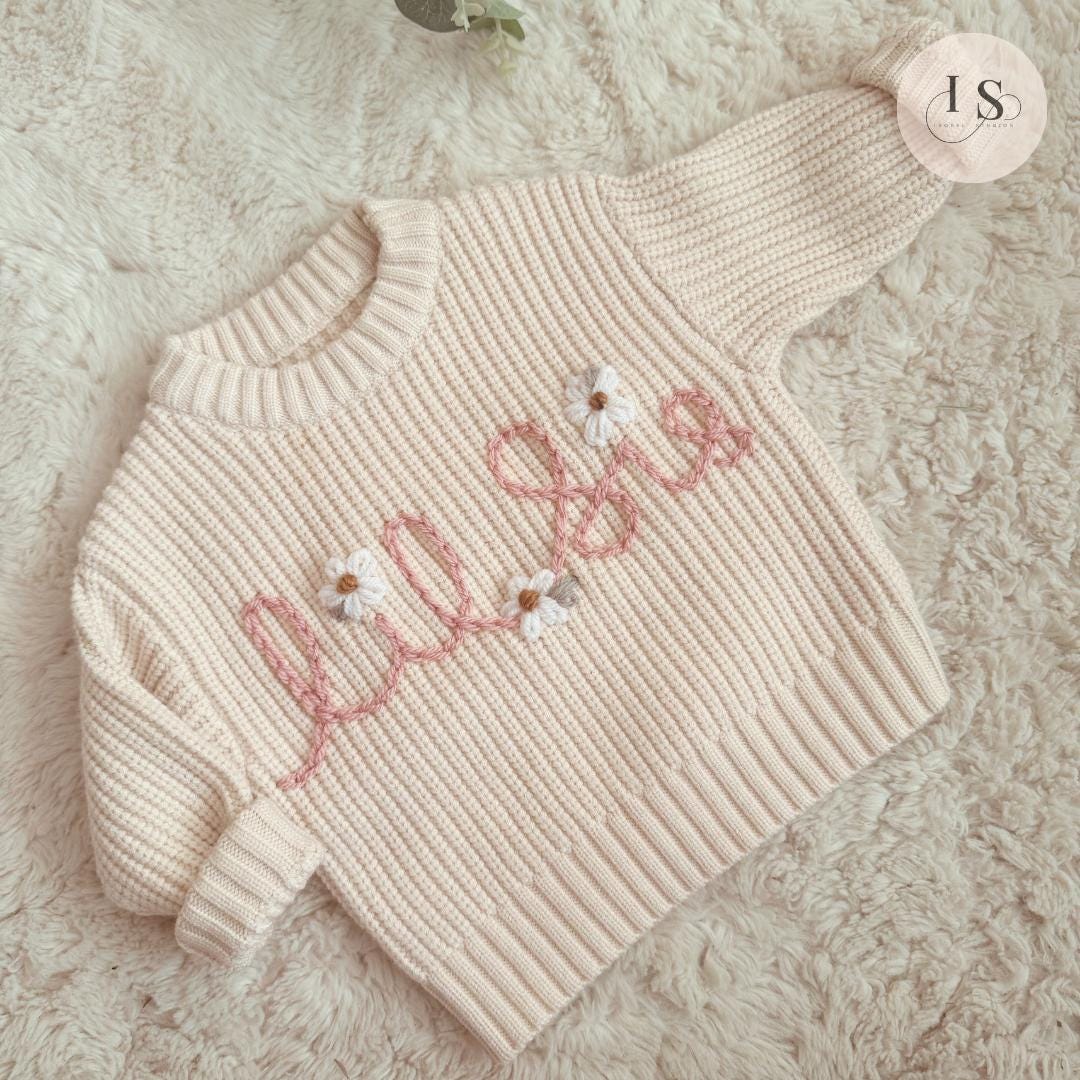 Little Sister | Big Sister | Lil Sis | Little Sis | Personalised Baby Jumper | Embroidered Knit Jumper | Pregnancy Announcement | Baby Girl