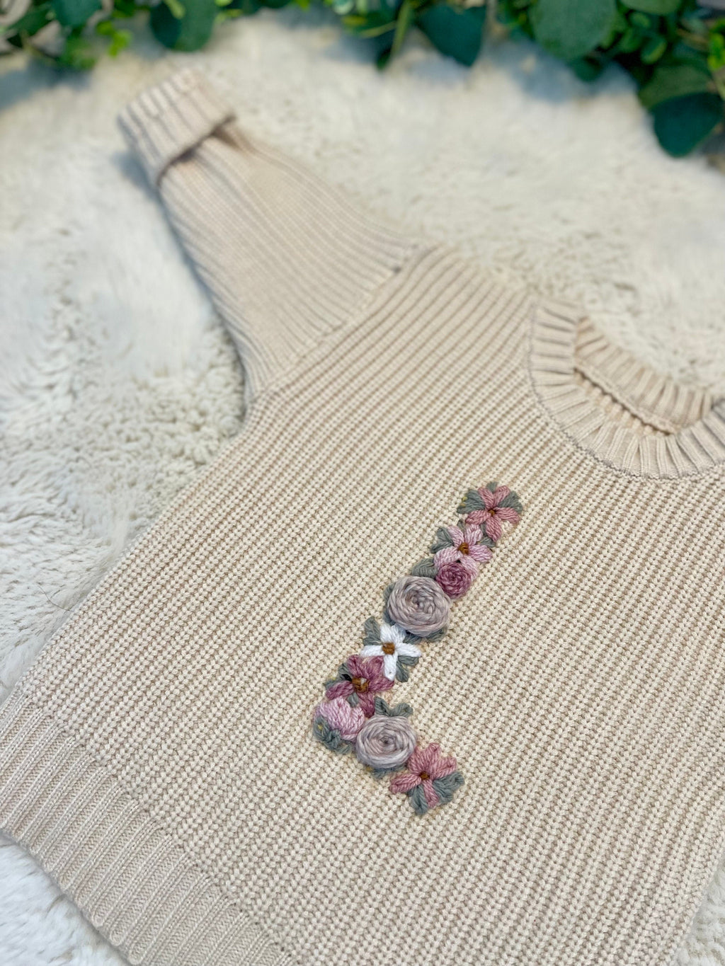 FLORAL LETTER BABY Sweater | Personalised Baby Name/Initial Jumper | Hand Embroidered Knit Jumper | Newborn Toddler Kids Gift| New Baby Gift