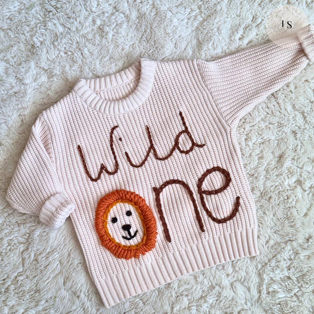 Personalized Baby Jumper | Wild One | Hand Embroidered Knit Jumper | First Birthday Gift | Baby Girl Jumper | Baby Boy Jumper | Bespoke