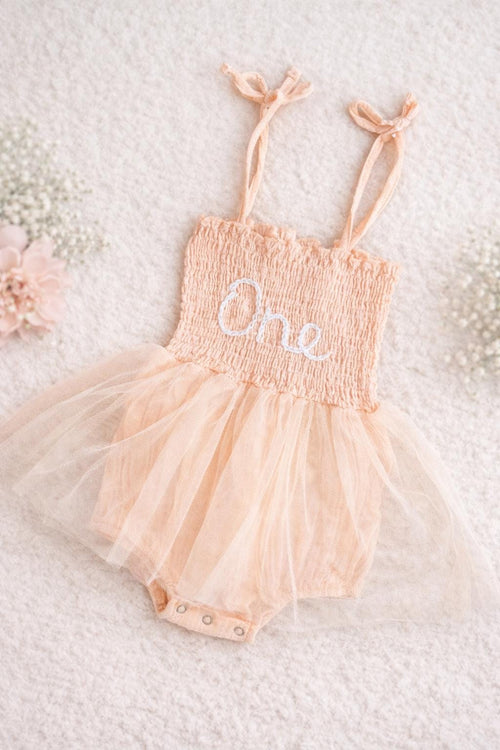 First Birthday Outfit Bundle Girl | ONE Cake Smash Set | Tutu Romper Dress | Tassel Banner, Crown & Cake Topper | 1st Birthday Party Decor