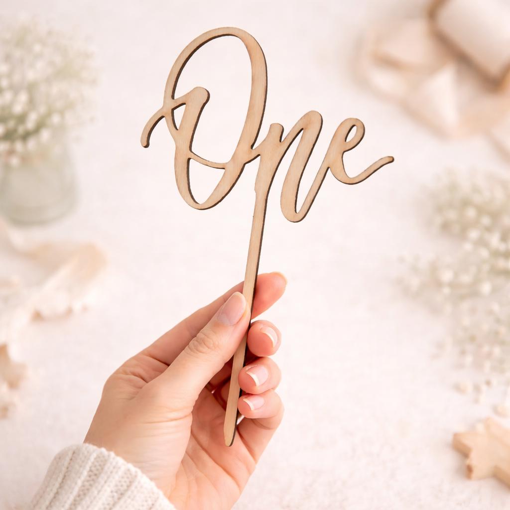 Wooden “One” Cake Topper | First Birthday Cake Topper | Cake Smash Prop | First Birthday Photoshoot Decor | First Birthday Party Decoration