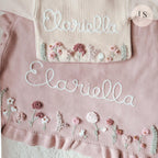 Personalised Hand Embroidered Baby Name Blanket | Baby Girls Gift | Custom Cream White Neutral Blanket | Newborn Baby Gift | Flowers Floral