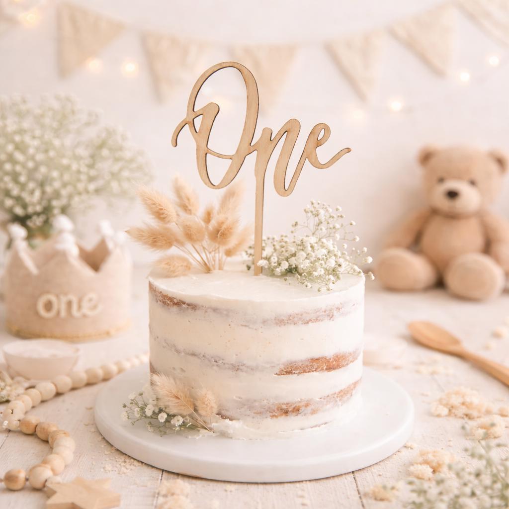 Wooden “One” Cake Topper | First Birthday Cake Topper | Cake Smash Prop | First Birthday Photoshoot Decor | First Birthday Party Decoration