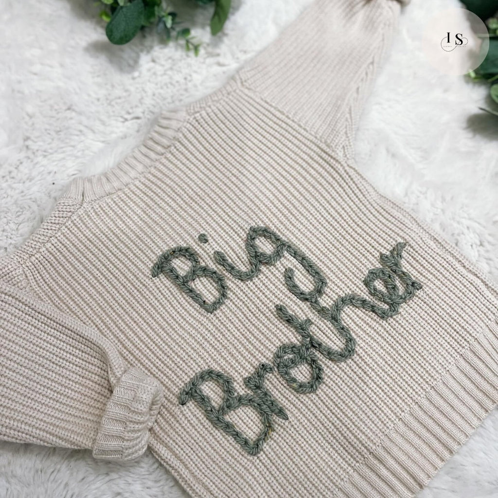 Big Brother Jumper| Little Brother | Personalised Baby Jumper | Embroidered Knit Jumper | Pregnancy Announcement