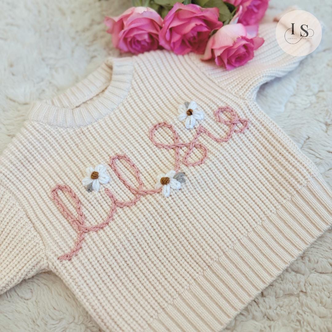 Big Sister Jumper | Little Sister | Personalised Baby Jumper | Embroidered Knit Jumper | Pregnancy Announcement | Baby Girl Matching Jumper