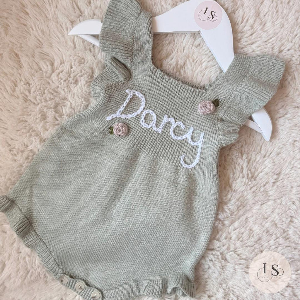 Personalized Embroidered Baby Floral Romper |  Summer Outfit | Newborn Baby Girl Gift | Custom Baby Name Outfit | First Birthday | Roses