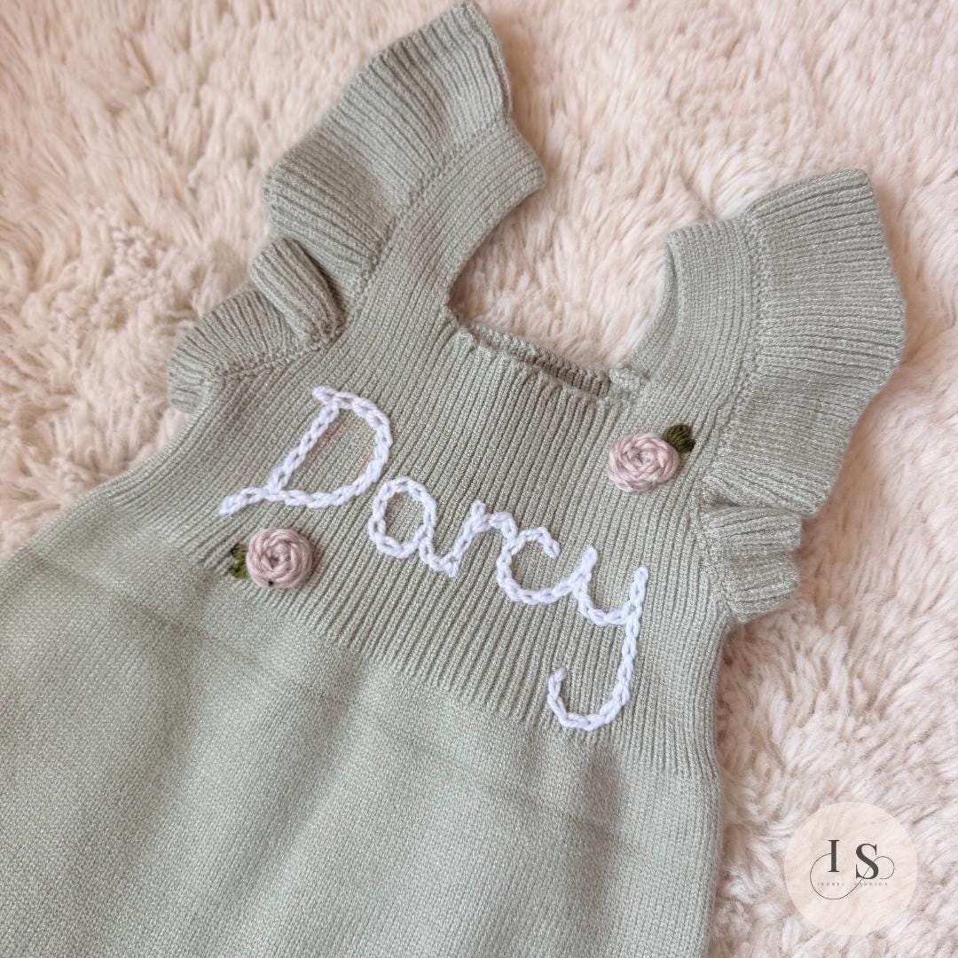 Personalized Embroidered Baby Floral Romper |  Summer Outfit | Newborn Baby Girl Gift | Custom Baby Name Outfit | First Birthday | Roses