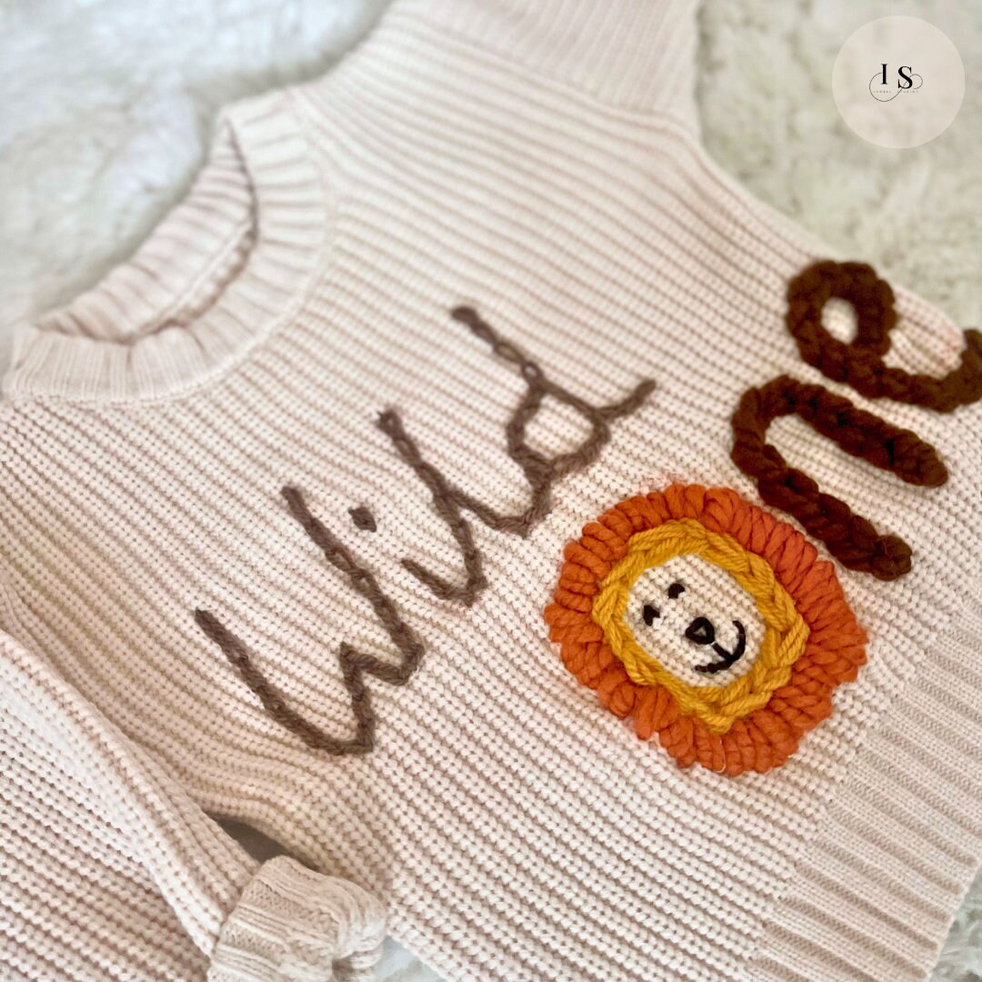 Personalized Baby Jumper | Wild One | Hand Embroidered Knit Jumper | First Birthday Gift | Baby Girl Jumper | Baby Boy Jumper | Bespoke