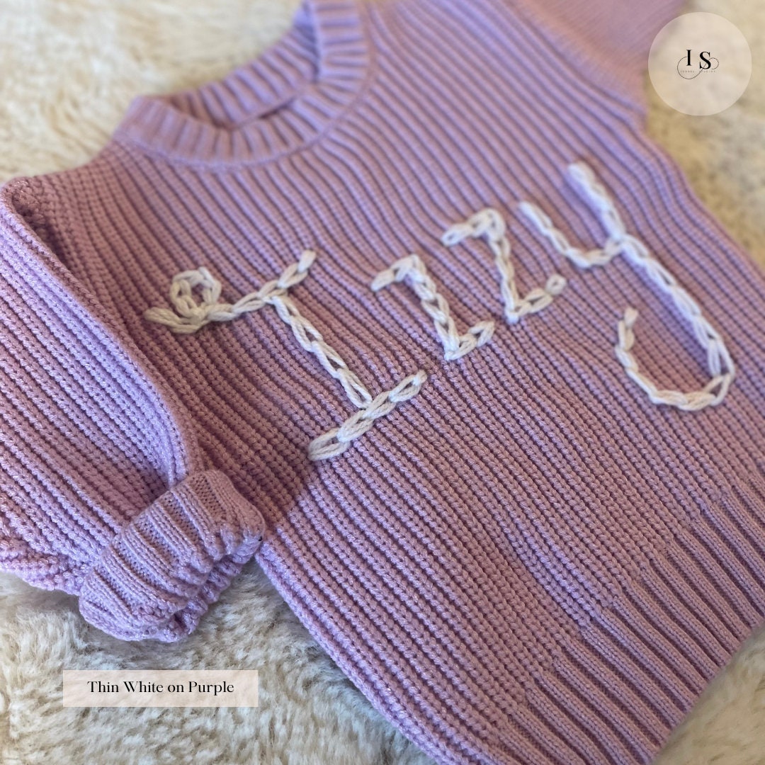 Personalised Baby Name Jumper | Embroidered Knit Sweater | Personalised Baby Gift | Baby Girl Jumper | Baby Boy Jumper | Newborn & Toddler Outfit