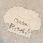 Hand Embroidered Floral Frill Cardigan | Personalised Name Cardigan | Child Toddler Baby | Birthday Gift | First Birthday | Custom Cardigan