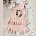 Personalised Embroidered Baby Set | Hand Embroidered Knit Set | Floral Initial Top & Shorts | Two Piece Romper Set Summer Outfit | Toddler