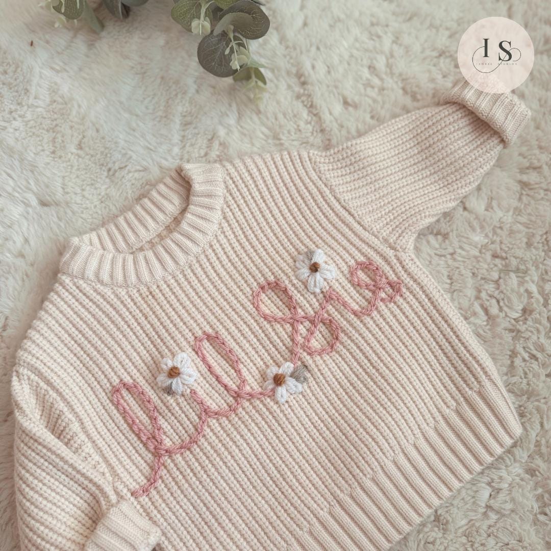 Little Sister | Big Sister | Lil Sis | Little Sis | Personalised Baby Jumper | Embroidered Knit Jumper | Pregnancy Announcement | Baby Girl