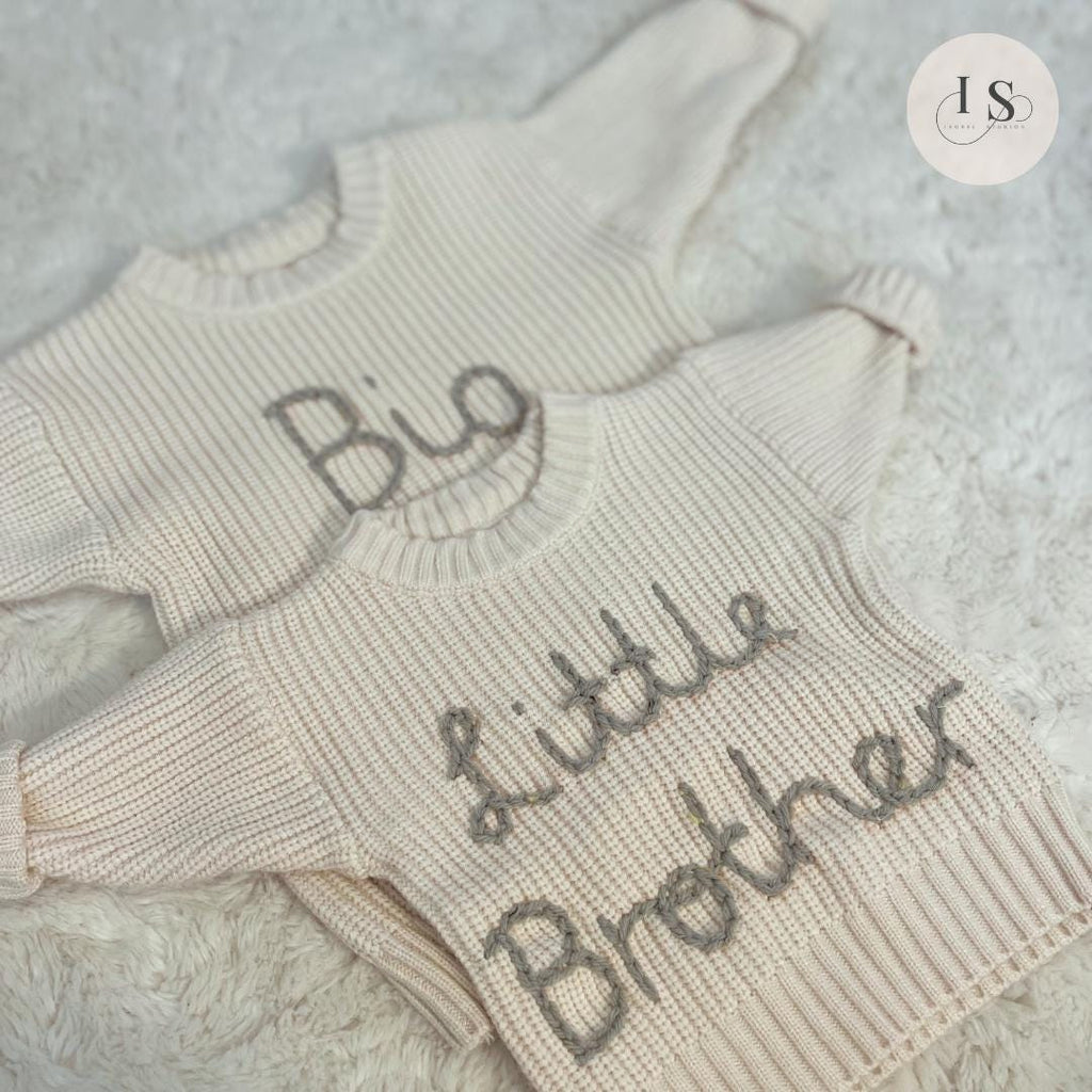 Big Brother Jumper| Little Brother | Personalised Baby Jumper | Embroidered Knit Jumper | Pregnancy Announcement