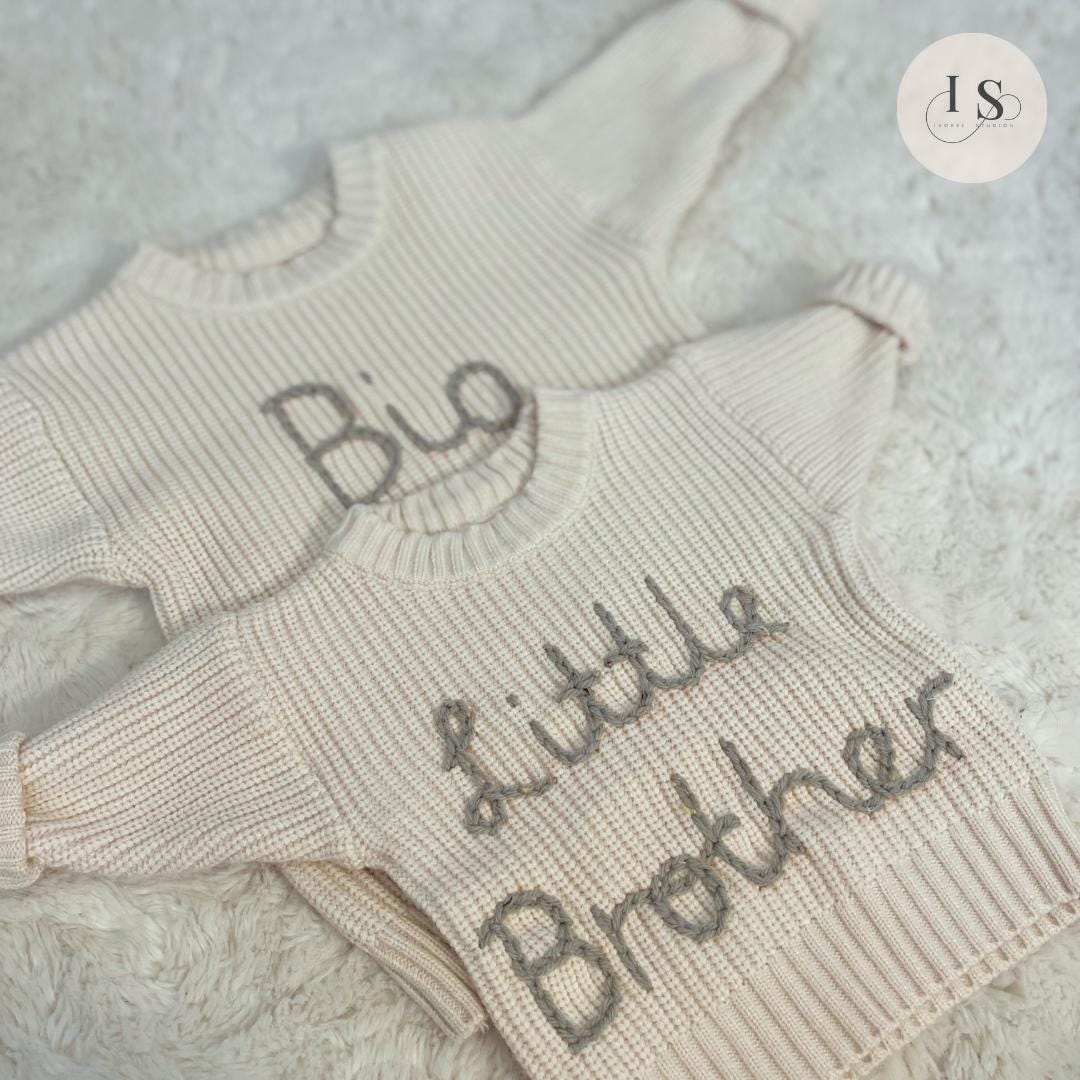 Big Brother Jumper| Little Brother | Personalised Baby Jumper | Embroidered Knit Jumper | Pregnancy Announcement