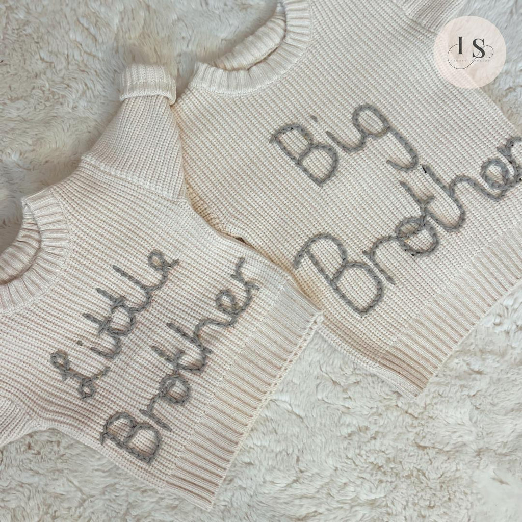Big Brother Jumper| Little Brother | Personalised Baby Jumper | Embroidered Knit Jumper | Pregnancy Announcement