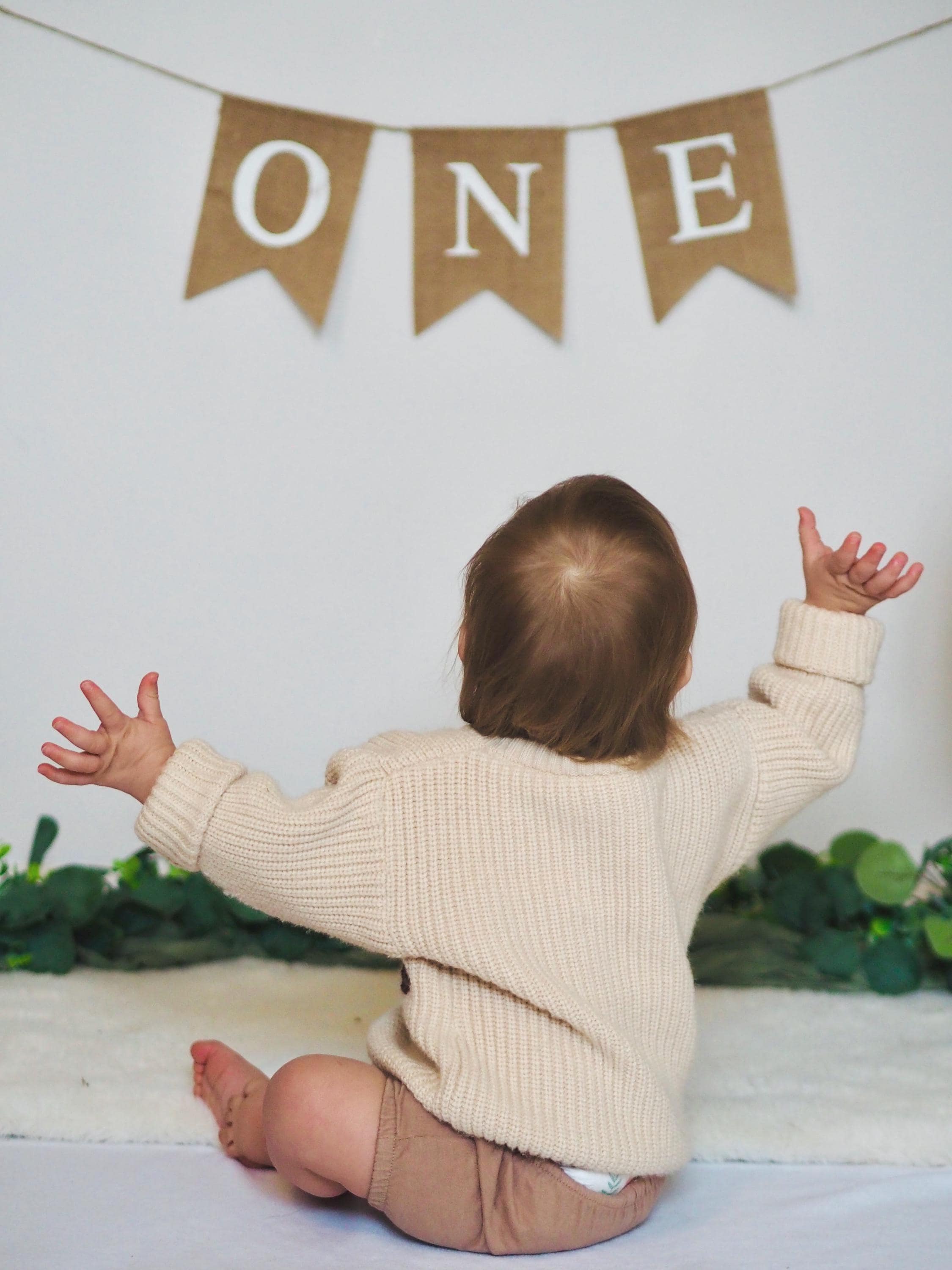 ONE First Birthday Banner Garland | Neutral High Chair Banner, Cake Smash Backdrop, First Birthday Photoshoot Decor | 1st Birthday Party