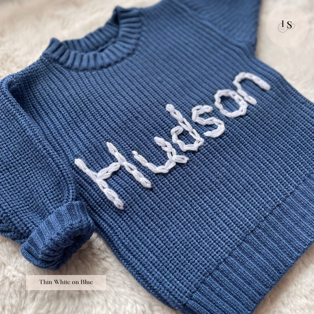 Personalised Baby Name Jumper | Embroidered Knit Sweater | Personalised Baby Gift | Baby Girl Jumper | Baby Boy Jumper | Newborn & Toddler Outfit