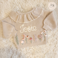 Hand Embroidered Floral Frill Cardigan | Personalised Name Cardigan | Child Toddler Baby | Birthday Gift | First Birthday | Custom Cardigan