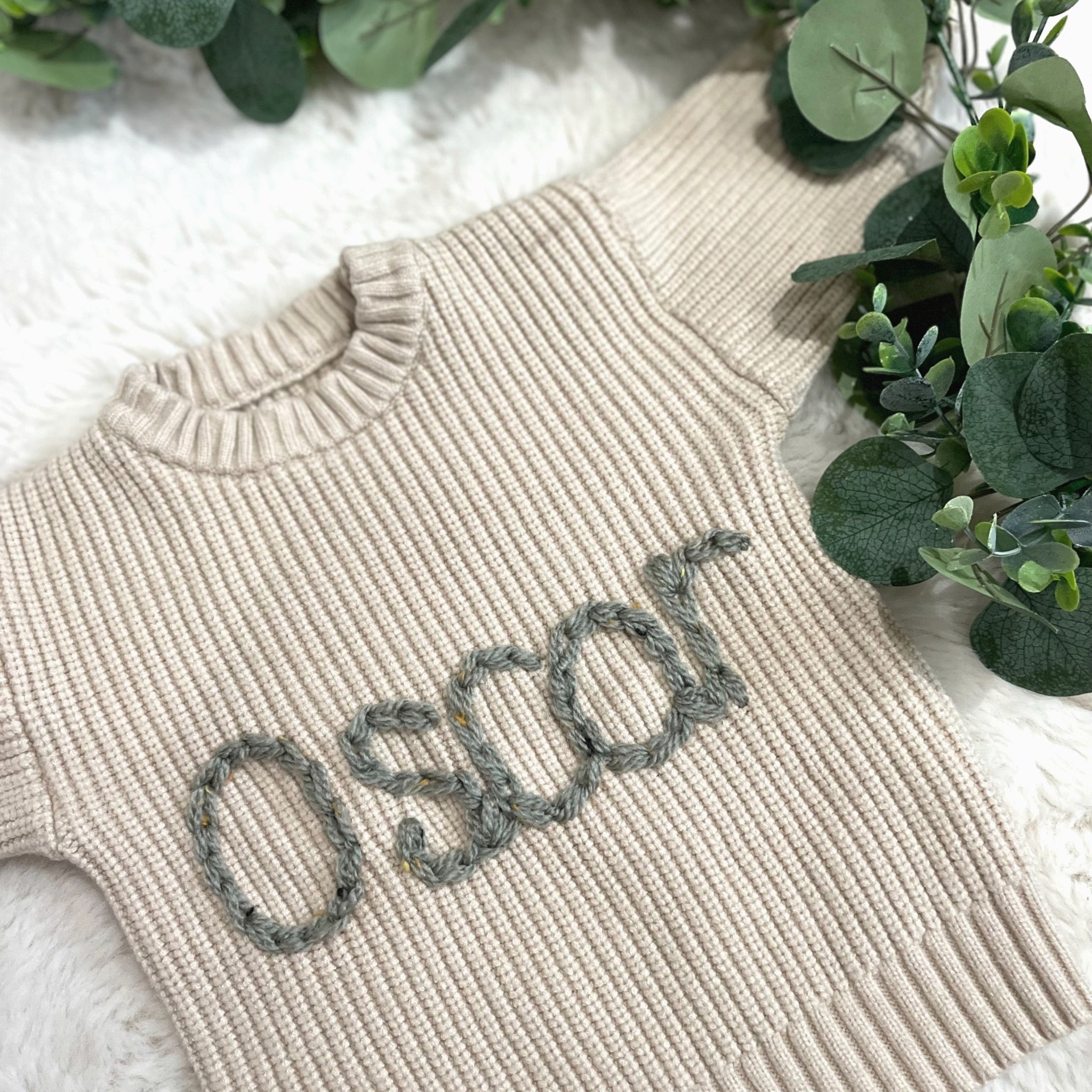 Personalised Baby Name Jumper | Personalised Knit Jumper | Hand Embroidered | Girls Boys Unisex | Newborn Gift | New Baby Gift | Baby Jumper
