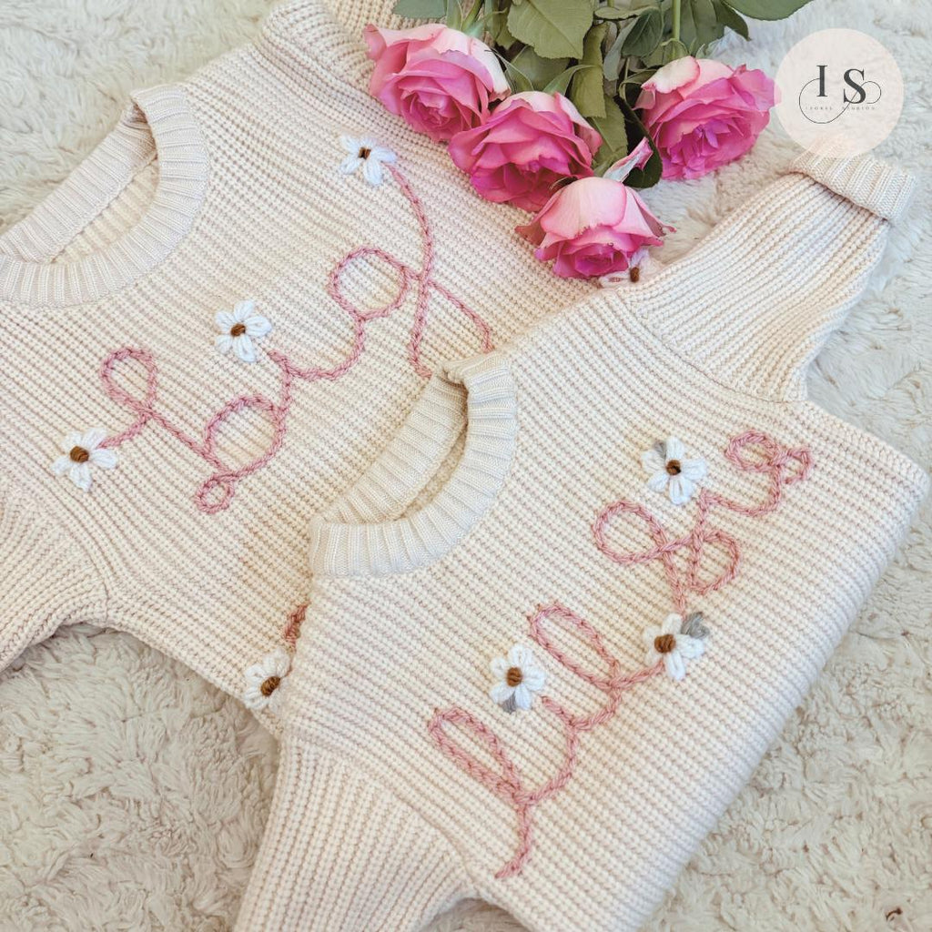 Little Sister | Big Sister | Lil Sis | Little Sis | Personalised Baby Jumper | Embroidered Knit Jumper | Pregnancy Announcement | Baby Girl