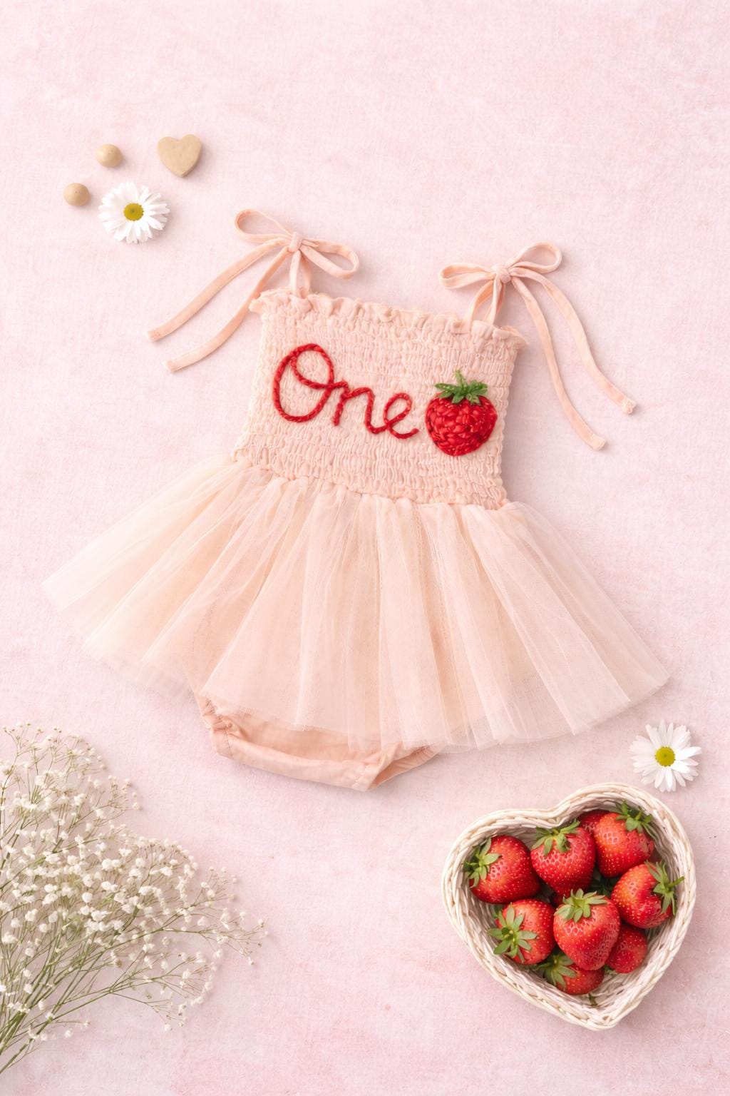 Berry First Birthday Outfit for Baby Girl | Fruit Cake Smash Tutu Romper | One 1st Birthday Outfit | Strawberry, Peach, Lemon, Cherries