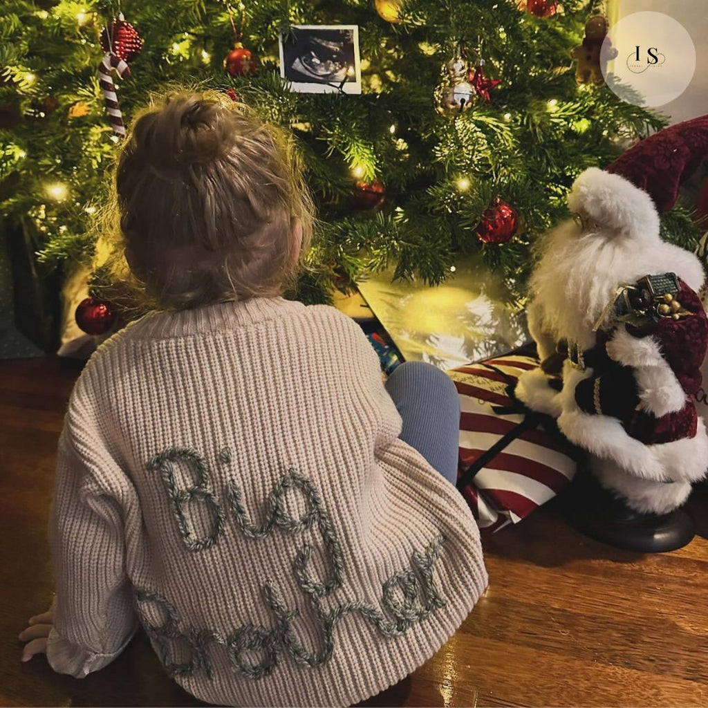 Little Brother | Big Brother | Big Sister | Little Sister | Personalised Baby Jumper | Embroidered Knit Jumper | Pregnancy Announcement