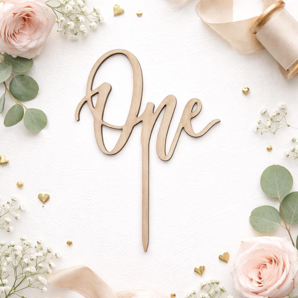 Wooden “One” Cake Topper | First Birthday Cake Topper | Cake Smash Prop | First Birthday Photoshoot Decor | First Birthday Party Decoration