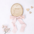 Wooden Baby Name Announcement Plaque | Hello World Sign | Newborn Photoshoot Prop | Wooden Birth Reveal Sign | Baby Keepsake | Ribbon Option