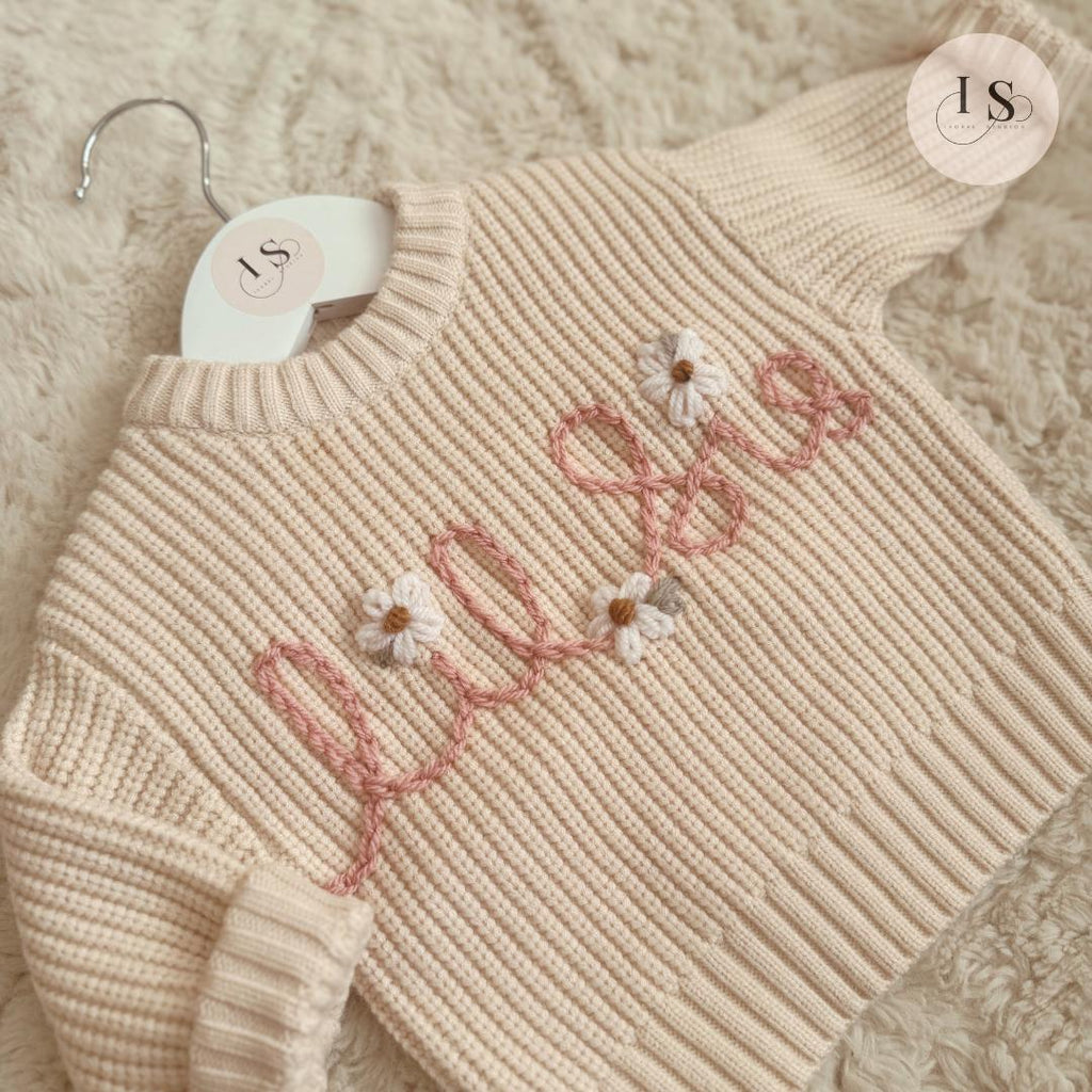 Little Sister | Big Sister | Lil Sis | Little Sis | Personalised Baby Jumper | Embroidered Knit Jumper | Pregnancy Announcement | Baby Girl