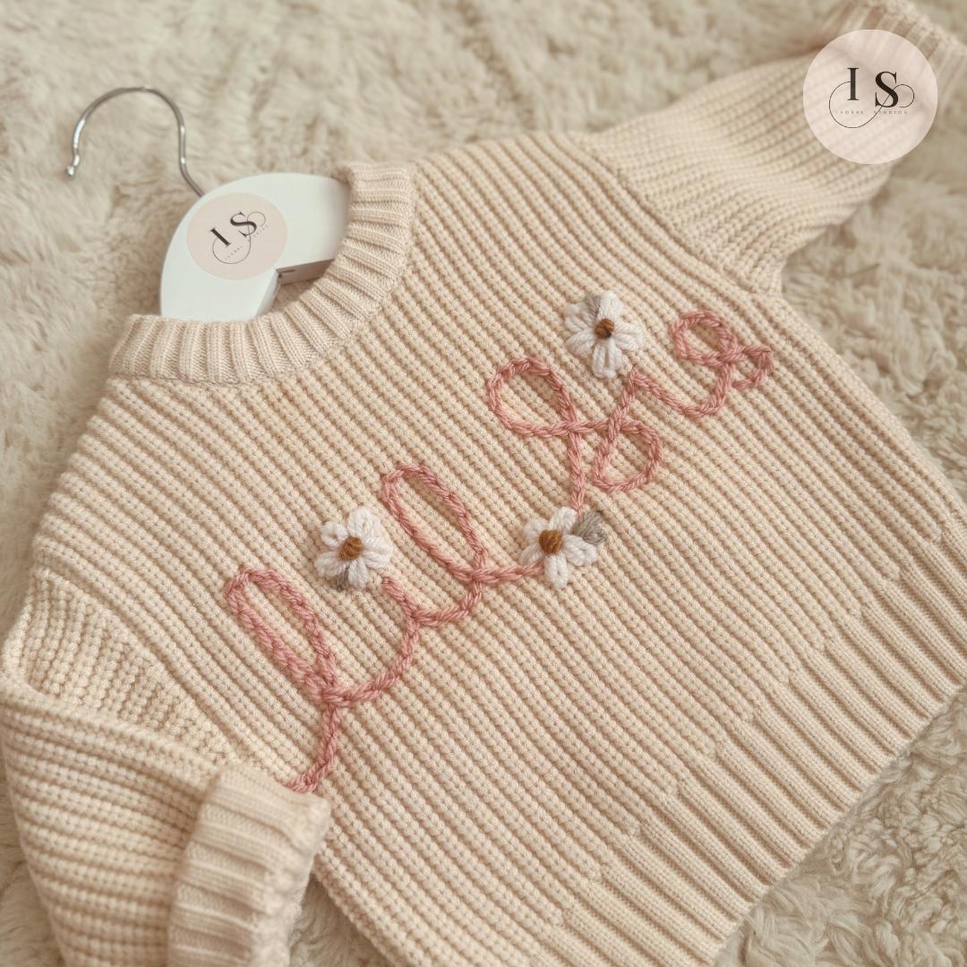 Little Sister | Big Sister | Lil Sis | Little Sis | Personalised Baby Jumper | Embroidered Knit Jumper | Pregnancy Announcement | Baby Girl