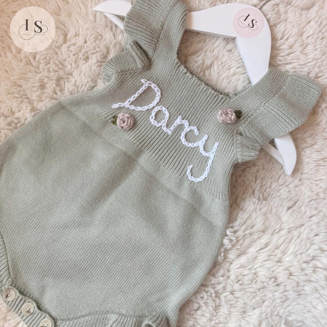 Personalized Embroidered Baby Floral Romper |  Summer Outfit | Newborn Baby Girl Gift | Custom Baby Name Outfit | First Birthday | Roses