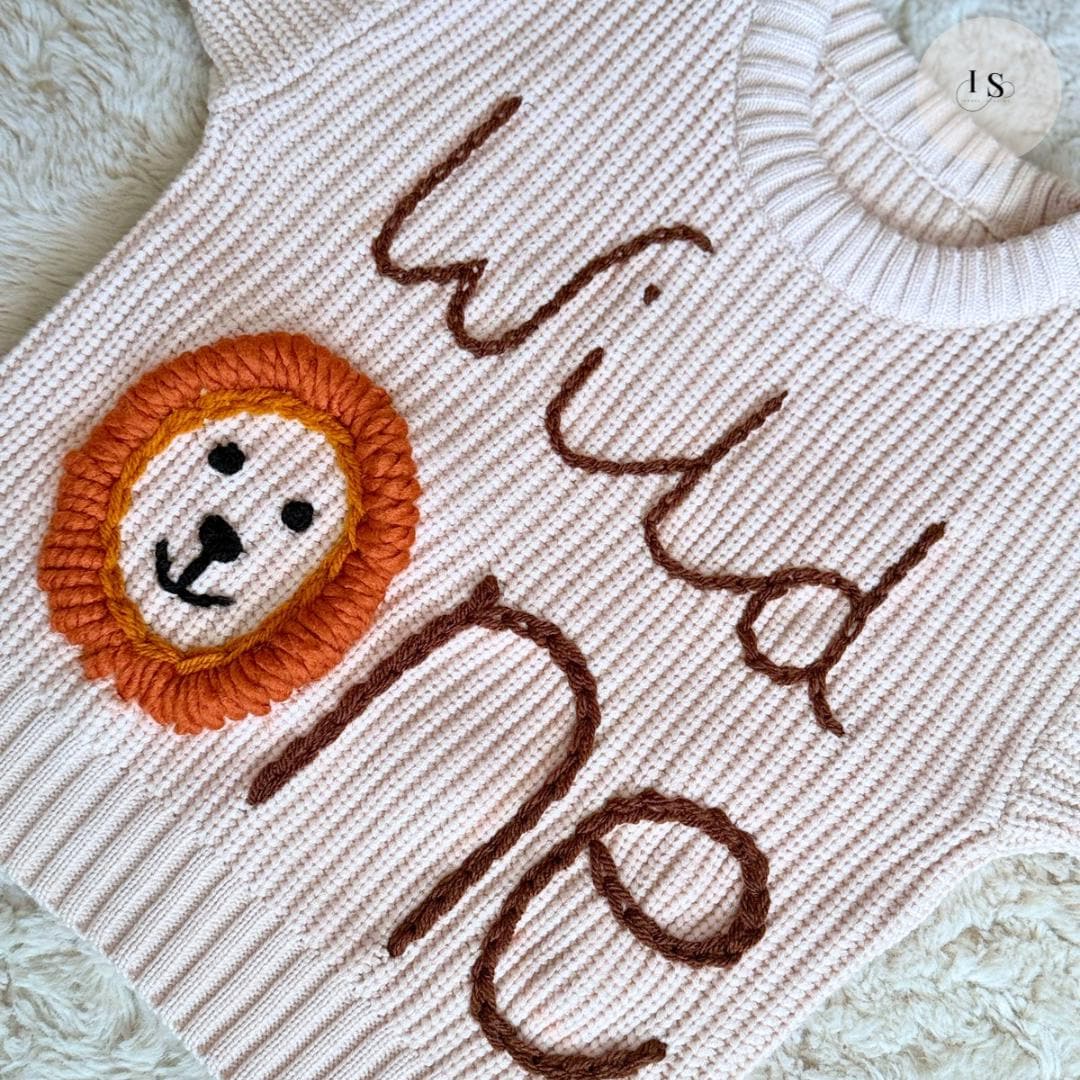 Personalized Baby Jumper | Wild One | Hand Embroidered Knit Jumper | First Birthday Gift | Baby Girl Jumper | Baby Boy Jumper | Bespoke