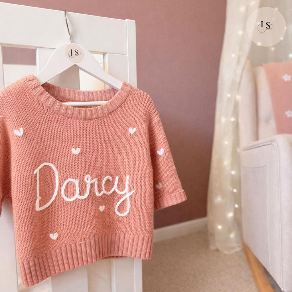 Personalized Valentine's Jumper | Baby & Toddler Heart Embroidered Sweater | Custom Name Knit Jumper | Valentine's Baby Outfit |