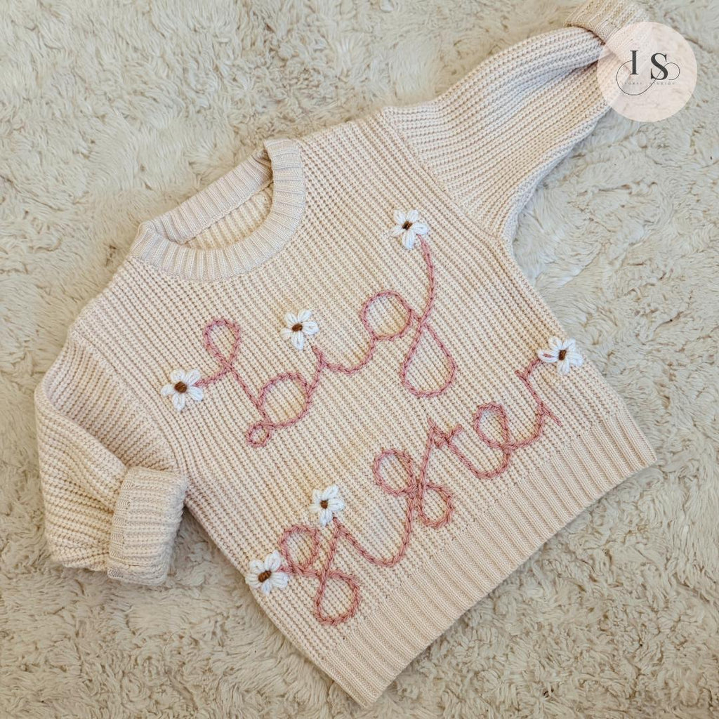 Big Sister Jumper | Little Sister | Personalised Baby Jumper | Embroidered Knit Jumper | Pregnancy Announcement | Baby Girl Matching Jumper