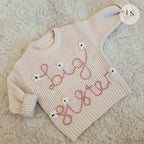 Big Sister Jumper | Little Sister | Personalised Baby Jumper | Embroidered Knit Jumper | Pregnancy Announcement | Baby Girl Matching Jumper