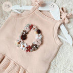 Personalised Embroidered Baby Set | Hand Embroidered Knit Set | Floral Initial Top & Shorts | Two Piece Romper Set Summer Outfit | Toddler